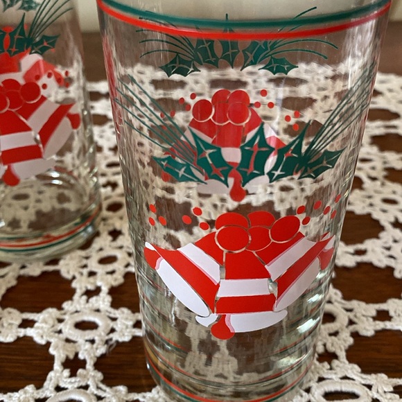 VTG Christmas Holly Berry Bells Glasses Set/3 - Picture 5 of 10